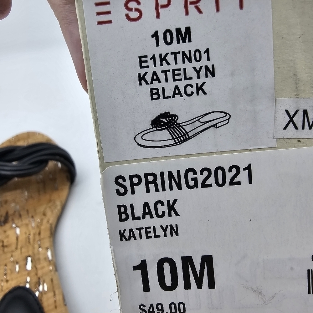 Esprit Womens Katelyn Sandal Faux Leather Flip Flop Flat Slip On Black 10 M - Picture 4 of 12